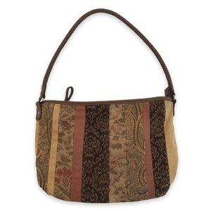 Relic Patchwork Tapestry Faux Leather Boho Shoulder Bag Braided Handle FLAWS
